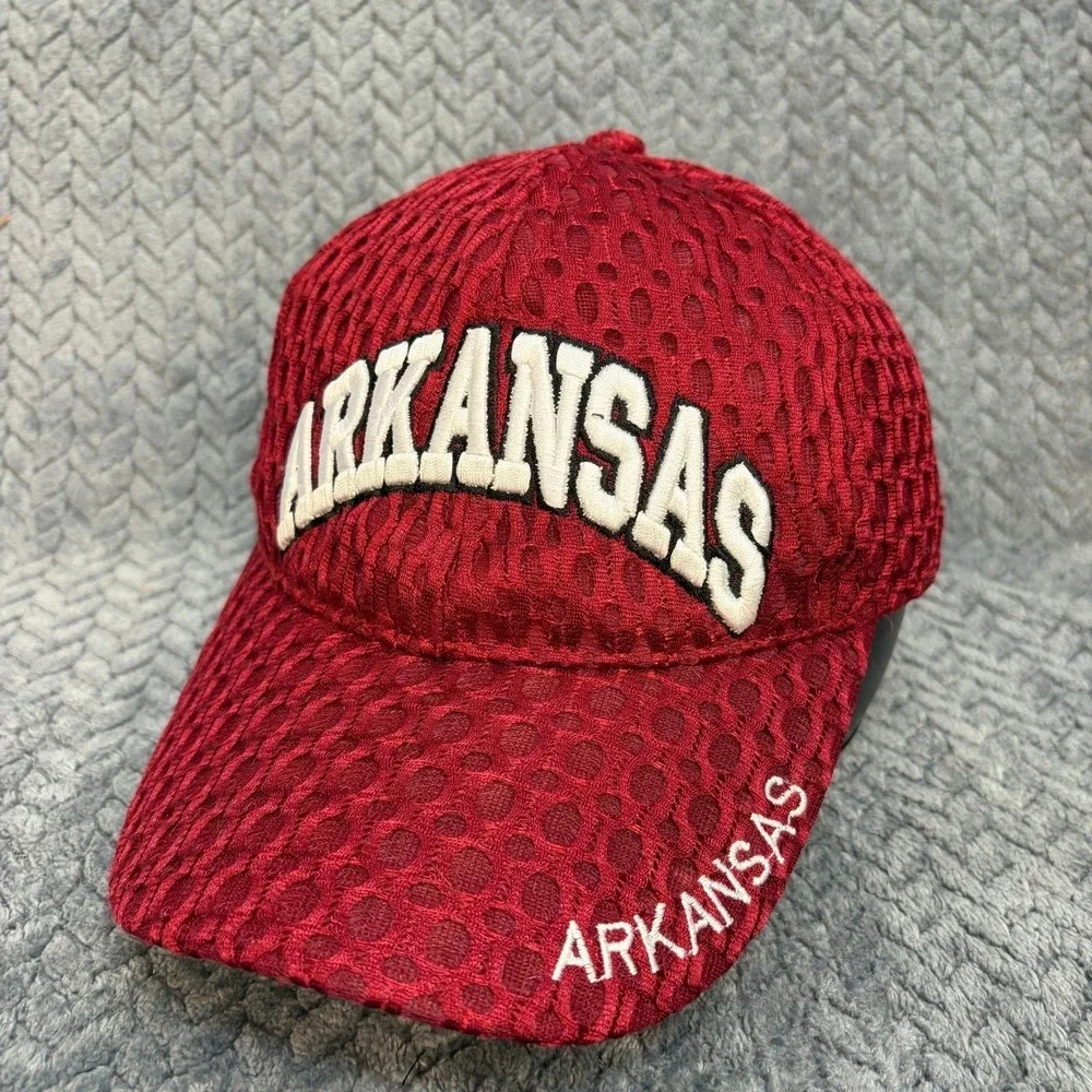 Arkansas Razorbacks Hat Red Textured Mesh Adjustable Strapback Cap NCAA